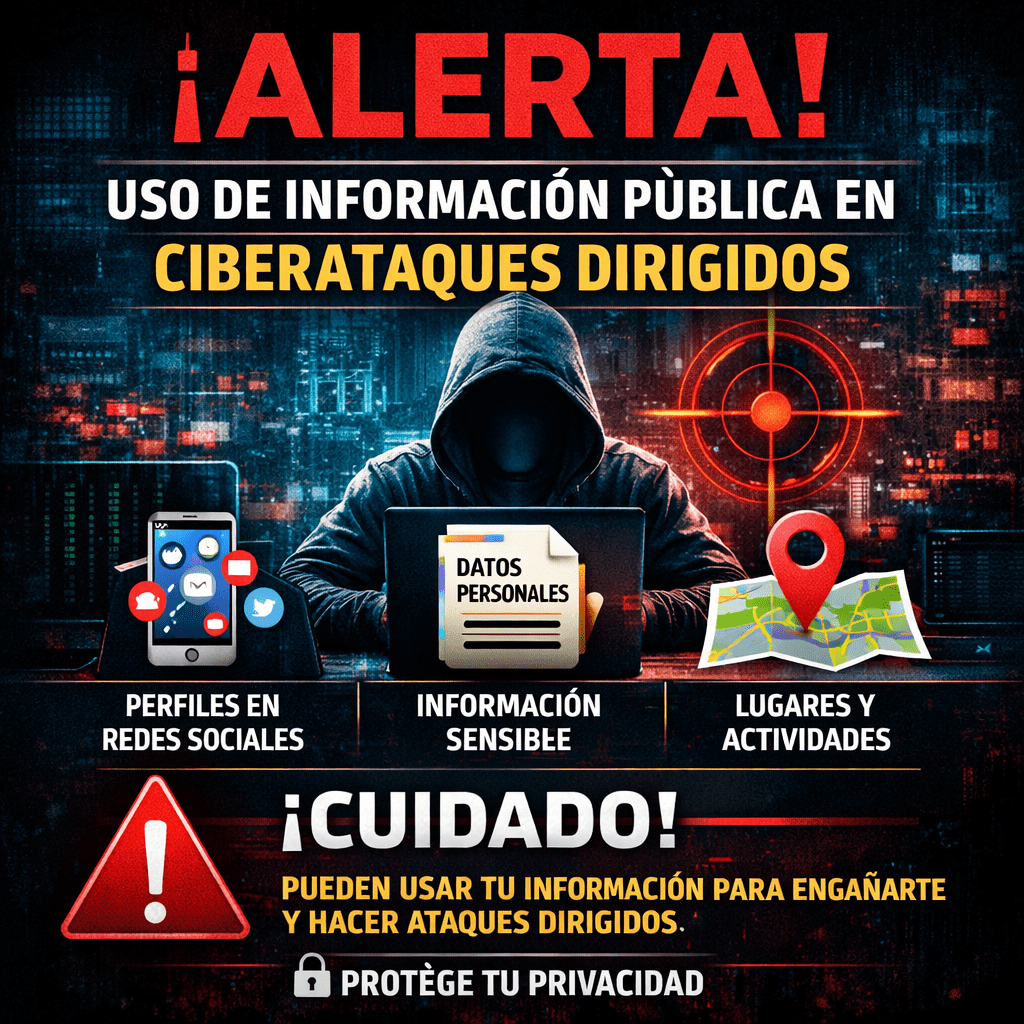 Warning about use of public information in targeted cyberattacks including social media profiles, sensitive information, and locations