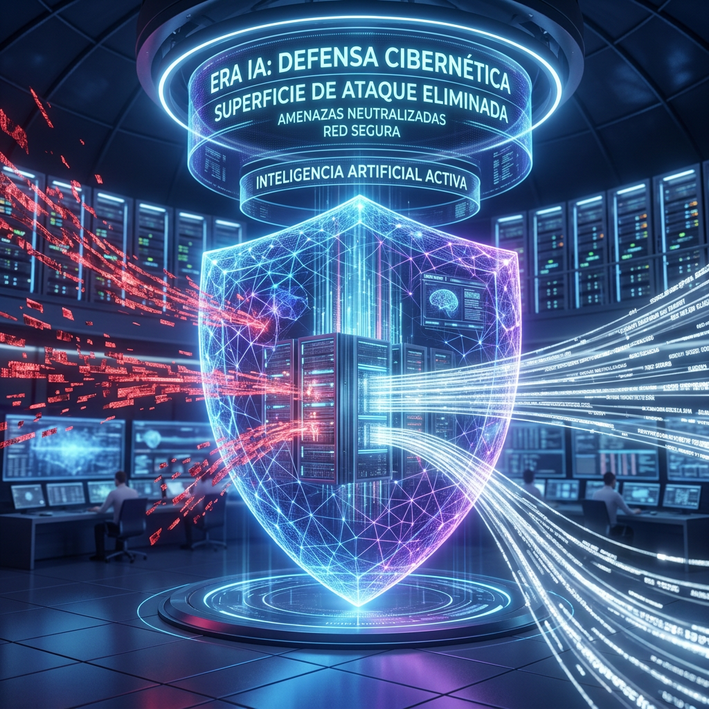 Digital shield with AI cyber defense systems blocking cyber attacks in a control center