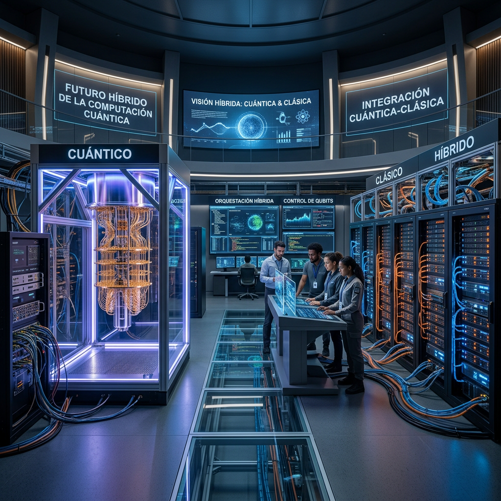 Laboratory with quantum computer and classical servers interconnected for hybrid computing