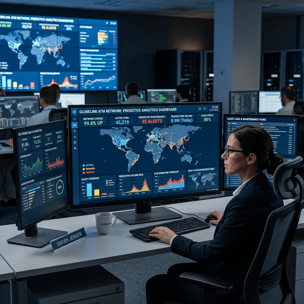 ATM network with predictive analytics dashboard