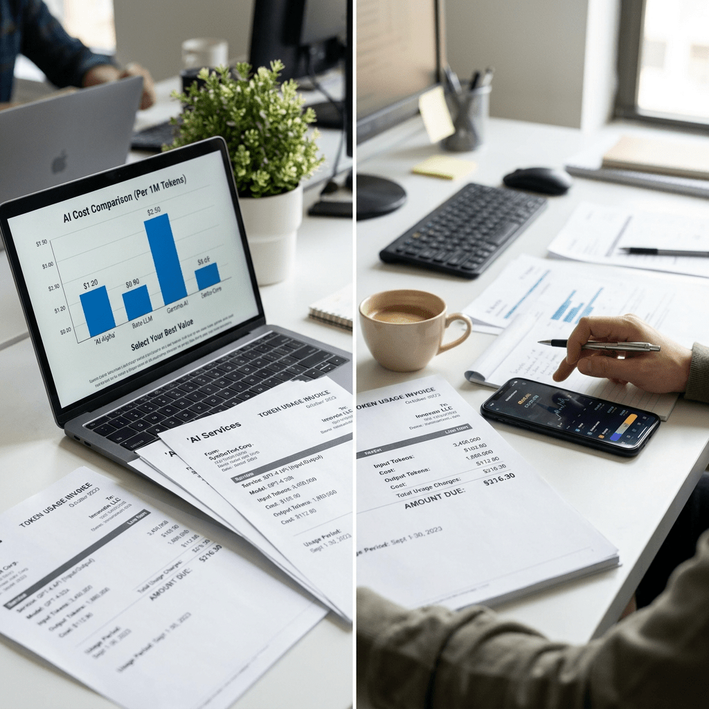 AI cost comparison with token invoice